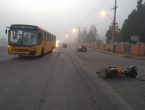 Motociclista fica gravemente ferido após bater de frente contra um ônibus na SC-280, em São Bento do Sul