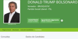 Candidato a vereador em Brusque se registra como Donald Trump Bolsonaro