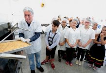 Alunos durante atividade na Escola Agrícola Municipal Carlos Heins Funke