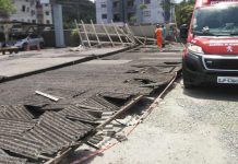 Cobertura do estacionamento da Celesc cai e atinge trabalhador em Joinville