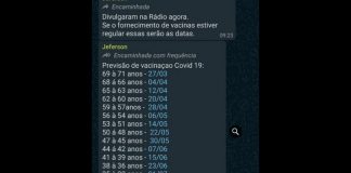 Cronograma de vacinação contra Covid-19 em Joinville que circula nas redes sociais é falso