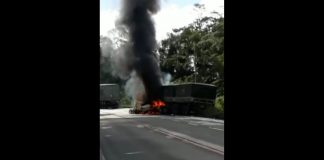 Vídeo Caminhão acerta carro, pega fogo e deixa mortos serra Dona Francisca