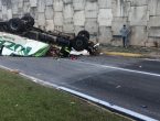VÍDEO – Homem morre após caminhão cair de viaduto na BR-101, em Joinville
