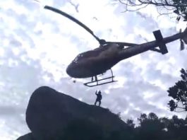 VÍDEO – Idosa é socorrida pelo Arcanjo após se ferir em trilha de Santa Catarina