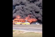 Ônibus pegando fogo na BR-101
