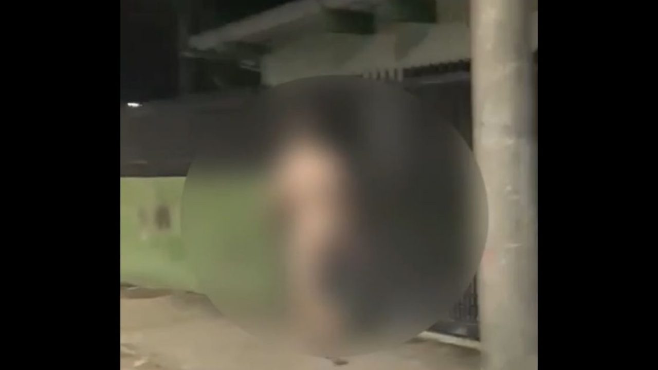 VÍDEO - Homem anda pelado na rua, agride policiais e é preso em SC