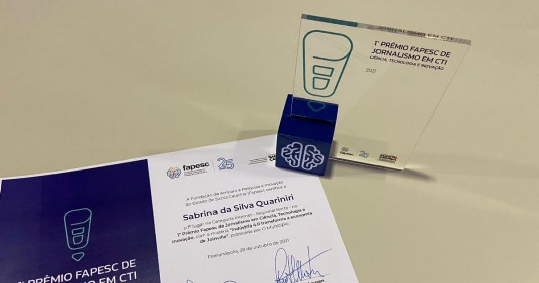 O Município Joinville ganha primeiro lugar regional do Prêmio Fapesc de Jornalismo