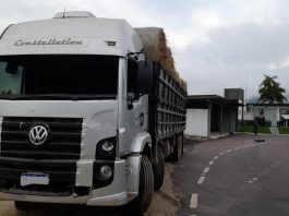 Caminhoneiro é flagrado dirigindo sem para-brisa em rodovia no Sul de SC