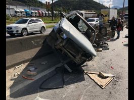 Acidente na BR-101 causa congestionamento em Joinville