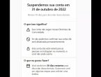 Reprodução do aviso que aparece para contas do Instagram suspensa