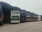 ônibus parados na rodoviária de joinville