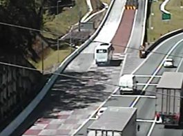 VÍDEO – Ônibus de turismo com destino a SC perde freios na BR-376, no Paraná ônibus