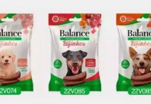 embalagens de petiscos caninos da marca Balance