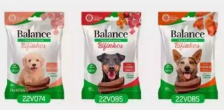 embalagens de petiscos caninos da marca Balance