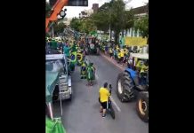 manifestação em joinville tem desfile de tratores