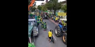 manifestação em joinville tem desfile de tratores