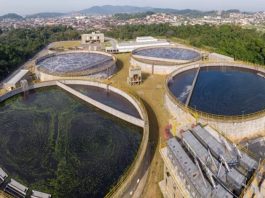 imagem aérea da estação de tratamento de esgoto do jarivatuba