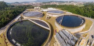 imagem aérea da estação de tratamento de esgoto do jarivatuba