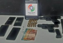 PM apreende foragido, armas e cocaína em uma festa, em Barra Velha