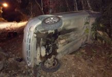 Carro com placas de Joinville capota e motorista é conduzida ao hospital em Mafra