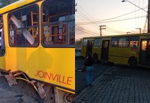 Acidente entre ônibus e caminhão causa trânsito na Zona Industrial de Joinville