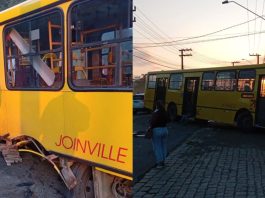 Acidente entre ônibus e caminhão causa trânsito na Zona Industrial de Joinville