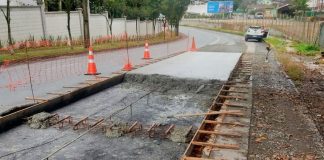 Trecho da rua São Paulo em obra