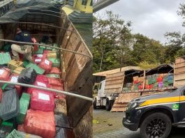 VÍDEO – PRF e PF apreendem sete toneladas de maconha na BR-101, em Barra Velha