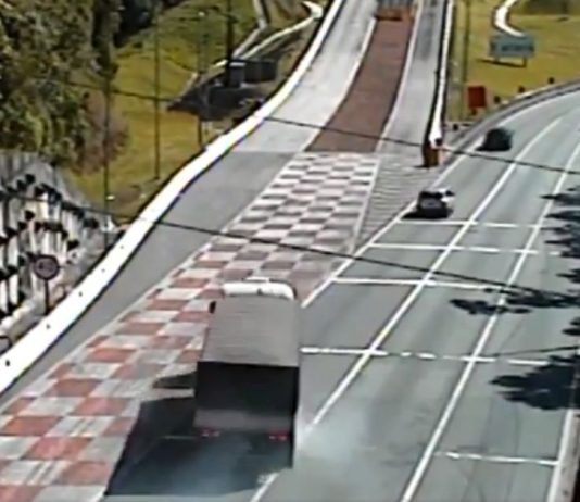 VÍDEO – Carreta sem freios adentra área de escape na BR-376, entre PR e SC