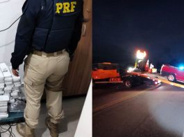 VÍDEO – PRF apreende 48,5 quilos de maconha após picape cair em valeta na BR-101, em Barra Velha