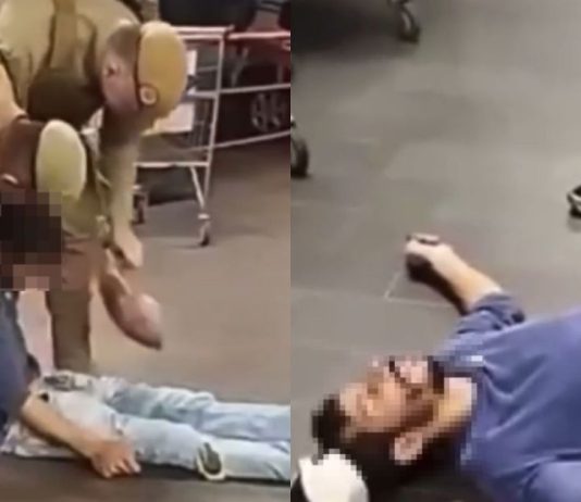 VÍDEO – Homem finge desmaio após ser detido por furto de carne em supermercado de Santa Catarina