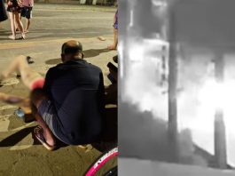 VÍDEO – Câmera flagra colisão entre moto e bicicleta em Joinville; quatro pessoas ficaram feridas flagra Joinville