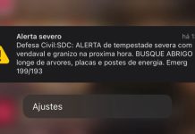 Defesa Civil emite alerta severo para risco de tempestade com vendaval e granizo em Joinville