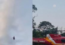 VÍDEO – Adolescentes são resgatados de helicóptero após se perderem em trilha, em Garuva