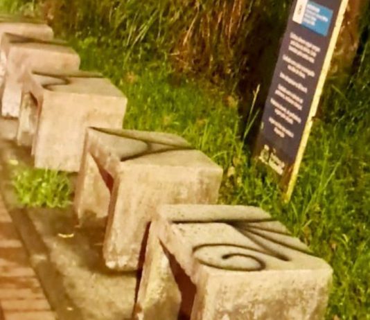 Após denúncia, suspeitos de pichar bancos no Mirante de Joinville são levados à delegacia