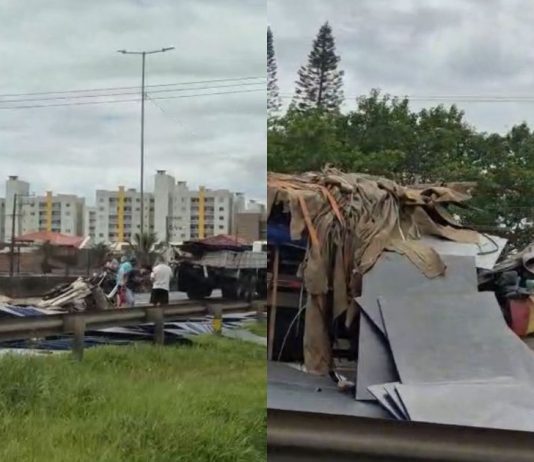 VÍDEO – Motorista fica ferido em colisão entre caminhões na BR-101, em Barra Velha