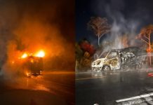 Caminhão carregado com sorvete é destruído por fogo em Garuva