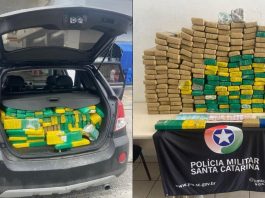 Casal é preso com mais de 200 kg de maconha dentro de carro, em Joinville